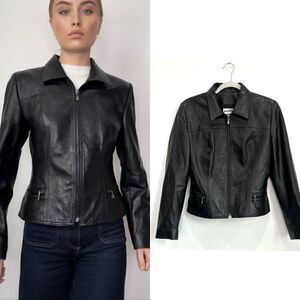 Vintage Genuine Leather Jacket in Black